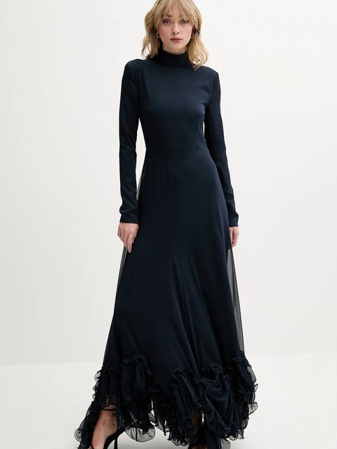 Rotate sukienka kolor granatowy maxi rozkloszowana 1139772318