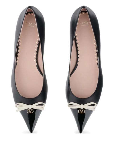 Valentino Garavani contrast-bow ballet flats - Black