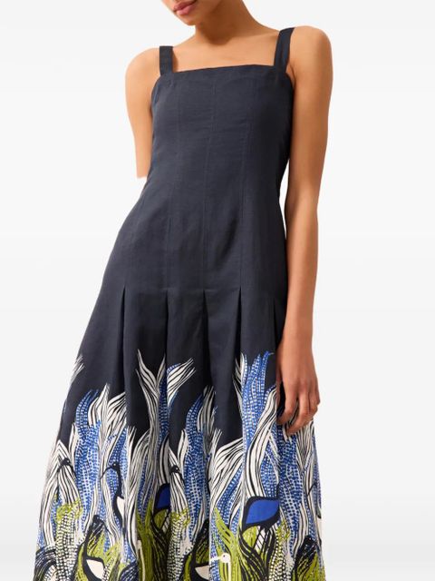 Marie Oliver Dixon square-neck printed midi dress - Blue