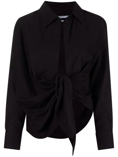 Jacquemus La Chemise Bahia draped shirt - Black - zdjęcie produktu nr 1