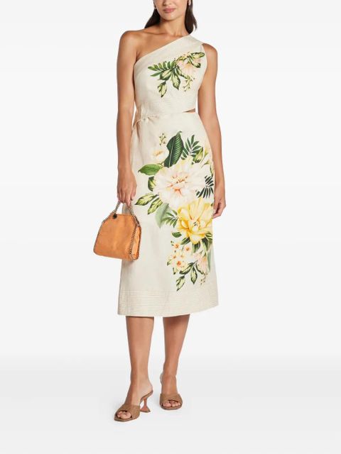 FARM Rio floral-print one-shoulder midi dress - Neutrals - zdjęcie produktu nr 2