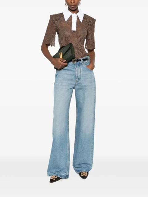 Rowen Rose lace polo shirt bodie - Brown