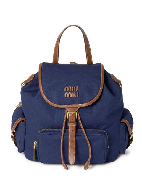 Miu Miu logo-lettering backpack - Blue - zdjęcie produktu nr 1