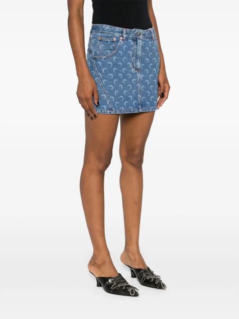 Marine Serre Deadstock denim miniskirt - Blue
