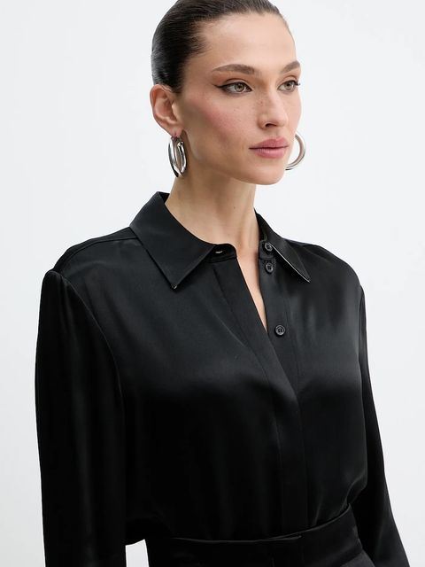 BOSS koszula damska kolor czarny regular z kołnierzykiem klasycznym 50542007