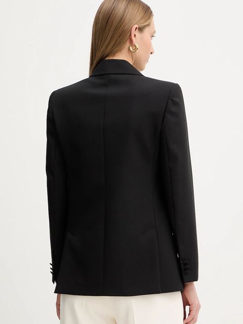 Weekend Max Mara marynarka wełniana BRIGIDA kolor czarny dwurzędowa gładka 2525046013600