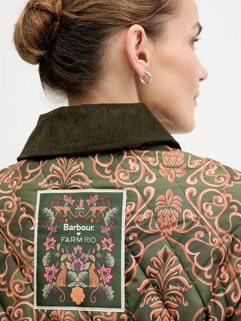 Barbour kurtka x Farm Rio kolor multicolor przejściowa oversize LQU1869