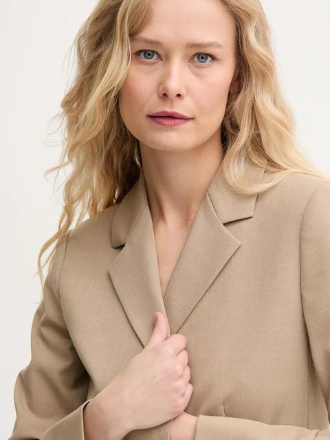 United Colors of Benetton marynarka kolor beżowy jednorzędowa gładka 2R4CDW02W