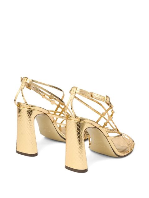 Jimmy Choo 90mm leather heeled sandals - Gold