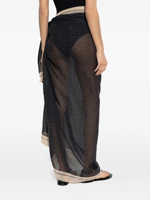 Balmain logo-patterned sarong - Black