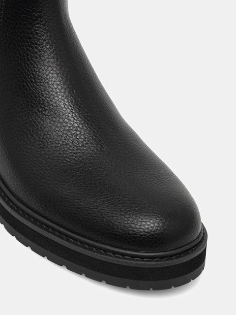 Twinset kozaki damskie kolor czarny na płaskim obcasie 252TGT120