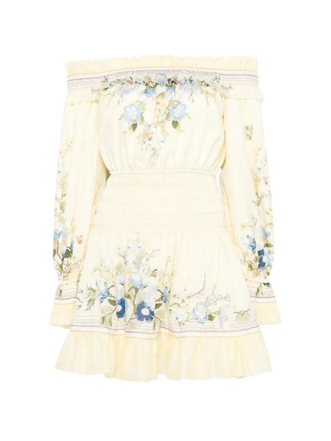 Self-Portrait off-shoulder floral mini dress - Yellow - zdjęcie produktu nr 1