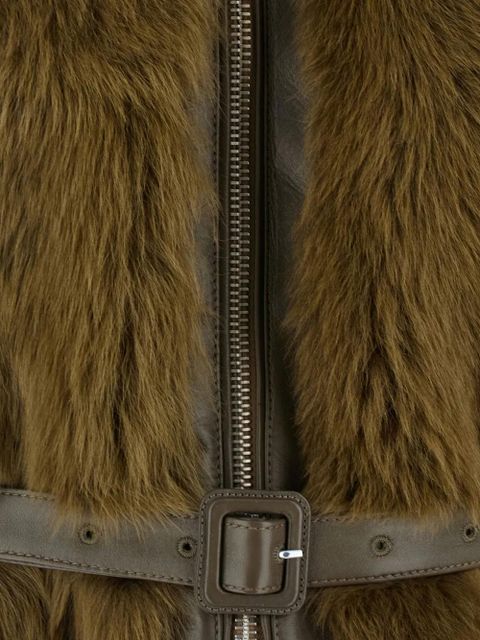 TOM FORD shearling belted jacket - Green