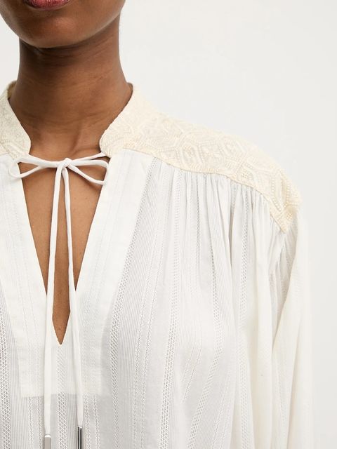 BOSS Orange bluzka bawełniana damska kolor beżowy z aplikacją 50546176