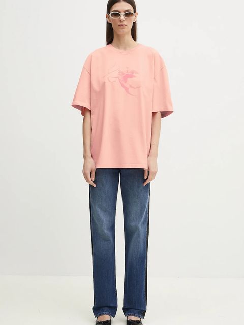 Fiorucci t-shirt bawełniany Print Boxy Fit damski kolor różowy U02SPTSH103CJ01PN02