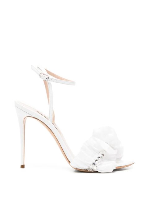 Casadei ruffled embellished sandals - White - zdjęcie produktu nr 1