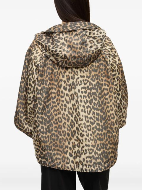 GANNI leopard-print hooded jacket - Neutrals