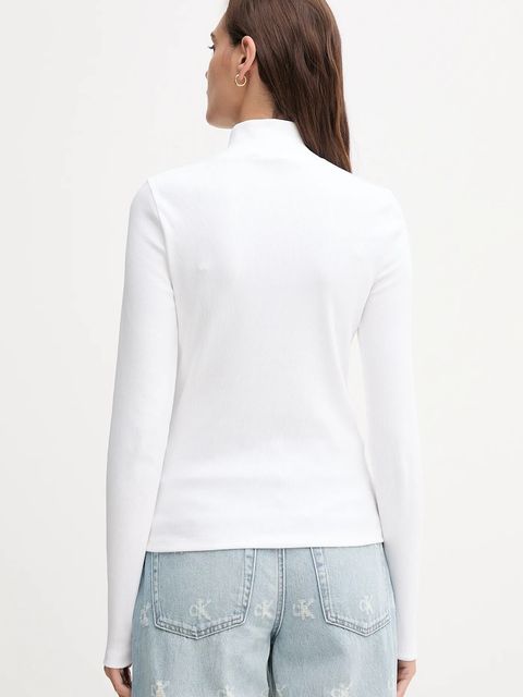 Calvin Klein Jeans longsleeve kolor biały z półgolfem LV047D203G - zdjęcie produktu nr 2