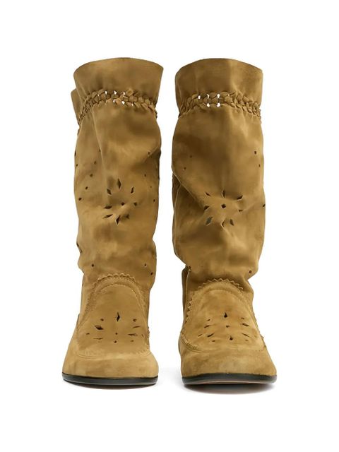 ISABEL MARANT Welky braid-detail laser-cut suede boots - Neutrals