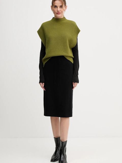 United Colors of Benetton kamizelka z dodatkiem wełny damski kolor zielony z półgolfem 1244D10EF