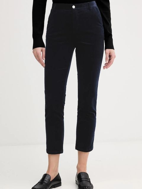 United Colors of Benetton spodnie sztruksowe kolor granatowy fason cygaretki high waist 4MIQDF07W - zdjęcie produktu nr 1