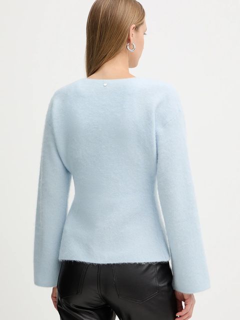 BOSS Orange kardigan z dodatkiem wełny damski kolor niebieski lekki 50548954