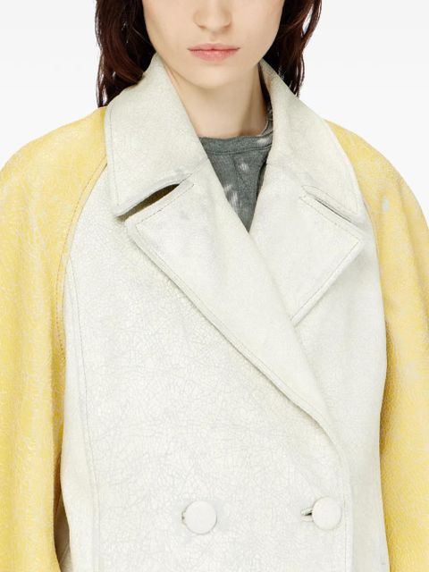 Diesel L-UPIN cocoon-sleeve double-breasted leather jacket - Neutrals