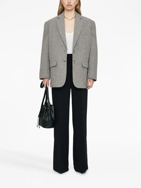 ANINE BING Quinn herringbone single-breasted blazer - Grey