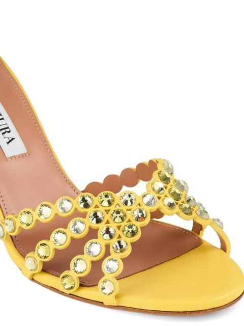 Aquazzura Tequila crystal-embellished scallop sandals - Yellow