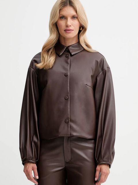 Twinset kurtka kolor brązowy przejściowa oversize 252TP2090 - zdjęcie produktu nr 1