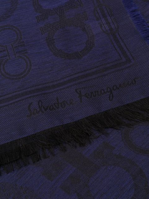 Ferragamo jacquard Gancini pattern scarf - Blue