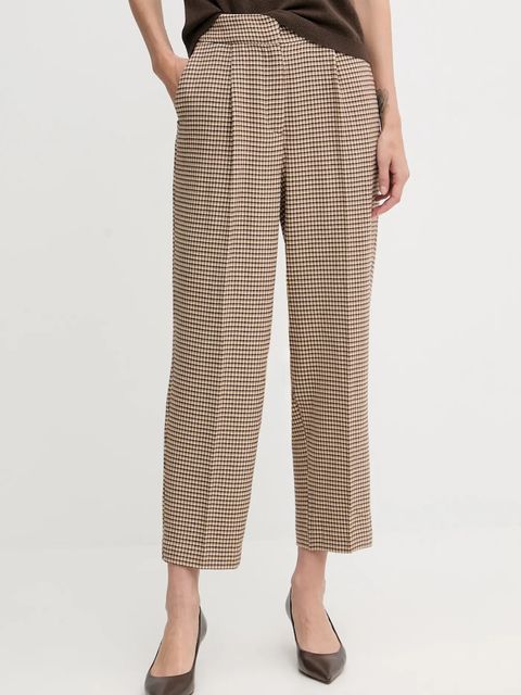 United Colors of Benetton spodnie damskie kolor beżowy proste high waist 44BWDF0AE - zdjęcie produktu nr 1