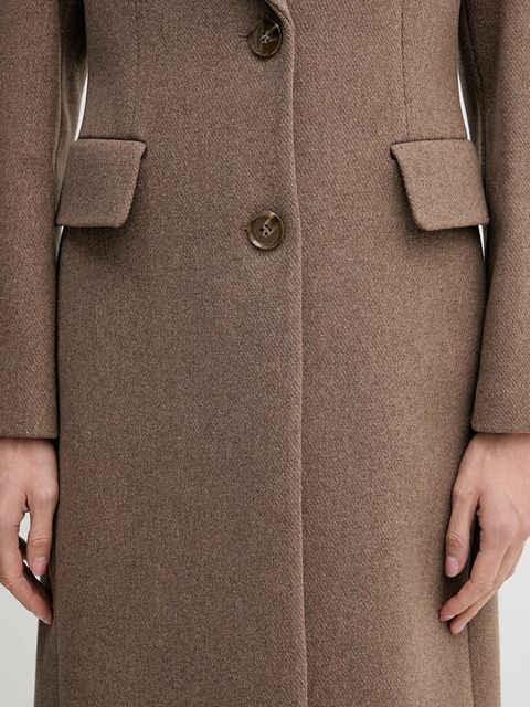 Sisley płaszcz wełniany kolor brązowy przejściowy 2JJYLN04Z