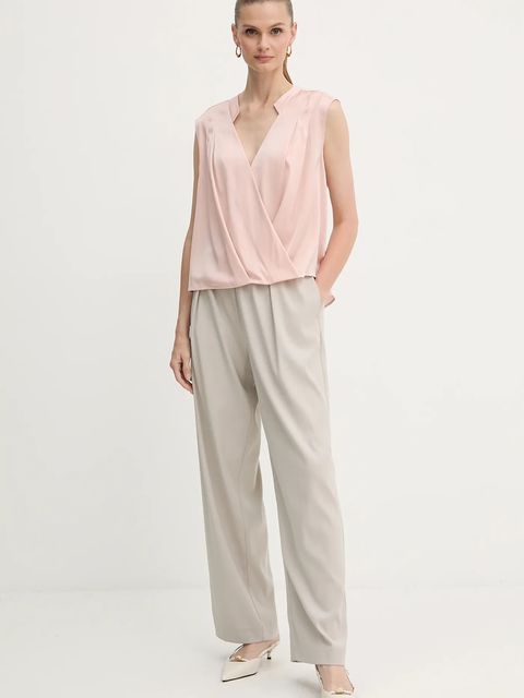 BOSS bluzka jedwabna damska kolor fioletowy gładka 50548238