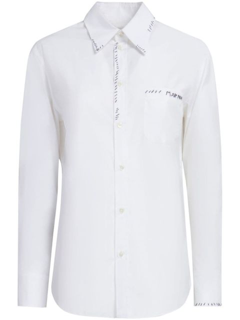 Marni logo-embroidered cotton shirt - White - zdjęcie produktu nr 1