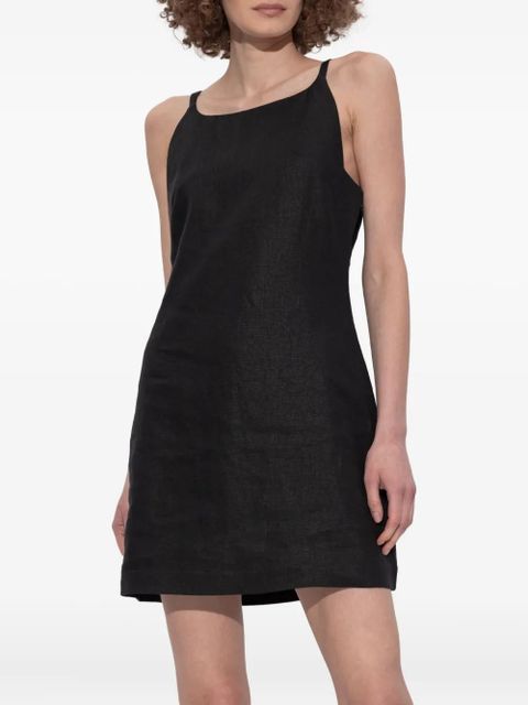 Posse square-neck linen mini day dress - Black