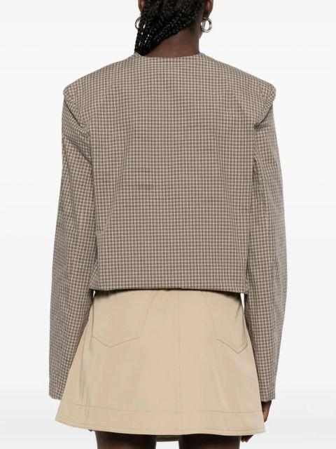 Nanushka checked v-neck shirt - Brown - zdjęcie produktu nr 2
