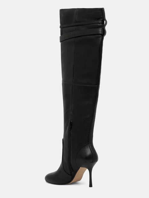 Pinko kozaki skórzane Polly 02 damskie kolor czarny na szpilce SD0281P003Z99