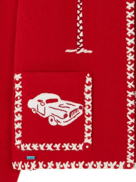 Alanui Remember Me palm-tree car wool jacket - 2701-Fire-White