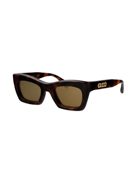 Gucci Eyewear logo-lettering sunglasses - Brown - zdjęcie produktu nr 2
