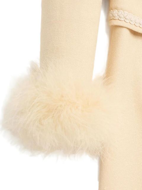 Valentino Garavani feather-trim mini dress - Neutrals