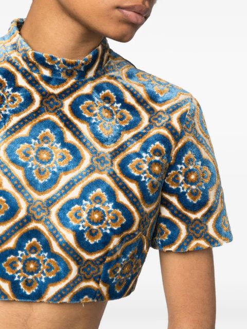 ETRO cropped patterned top - Blue