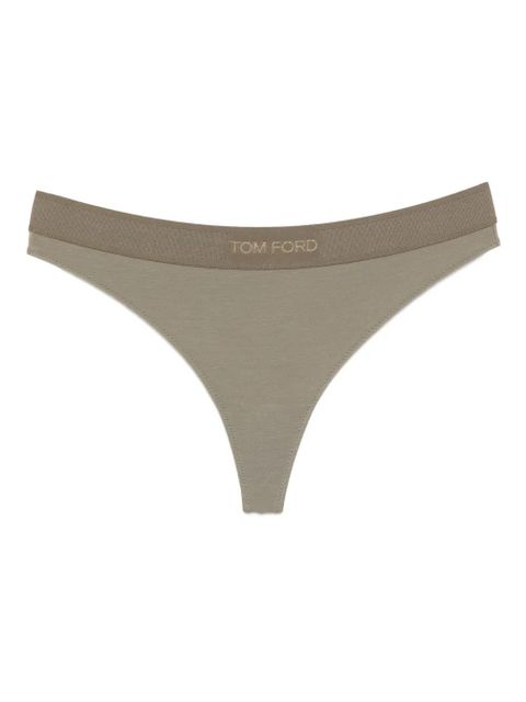 TOM FORD logo-embroidered thong - Green - zdjęcie produktu nr 1