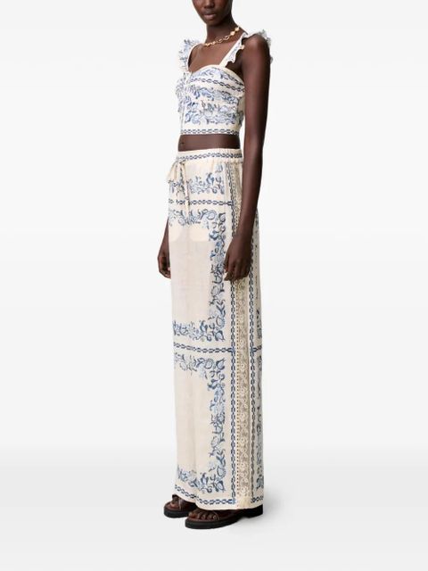 Claudie Pierlot floral-print ruffled top - Neutrals