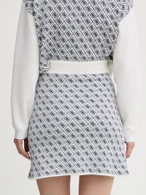 Guess spódnica z domieszką wełny AUBREY kolor biały mini ołówkowa W5BD81 Z3JD2