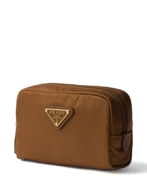 Prada zip logo micro make up bags - Brown