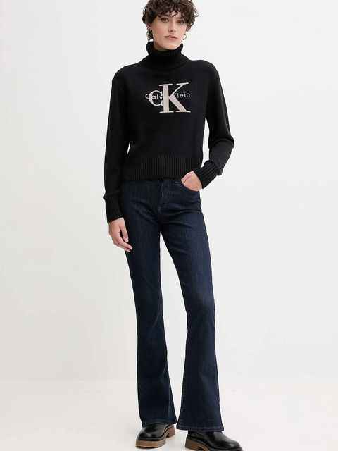 Calvin Klein Jeans sweter damski kolor czarny z golfem LV047D354G