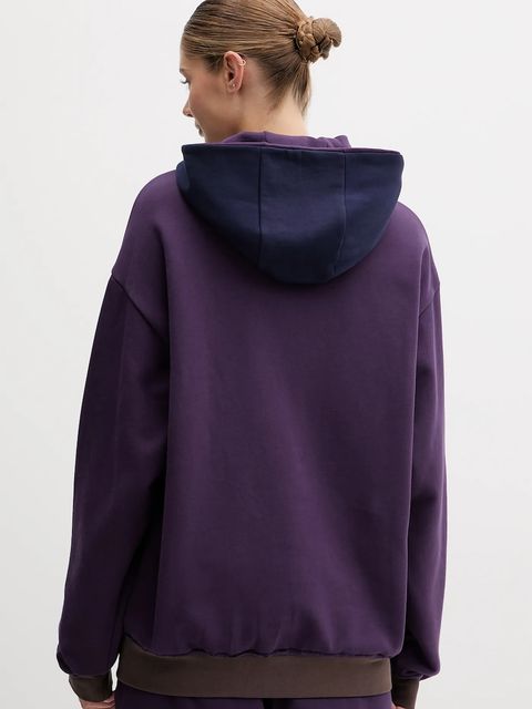 EA7 Emporio Armani bluza dwustronna damska kolor fioletowy z kapturem gładka AF10377-7X000156