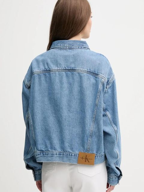 Calvin Klein Jeans kurtka jeansowa kolor niebieski przejściowa oversize J20J225182