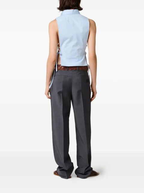 Miu Miu embroidered tie-side shirt - Blue